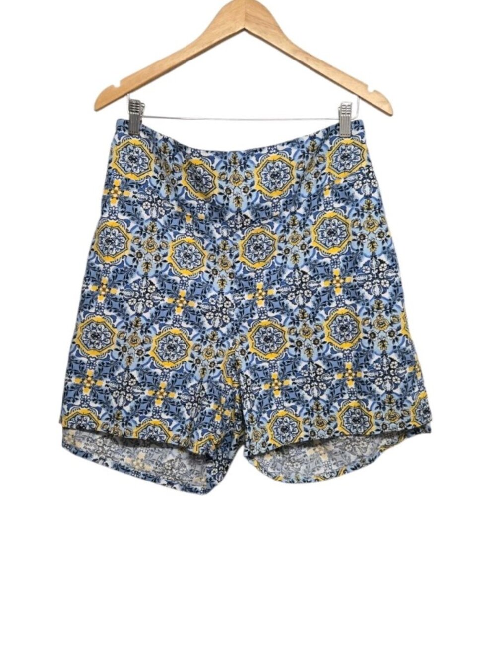 Cato Womens Plus 22W/24W Linen Blend Shorts Blue Floral Print Pull On Casual